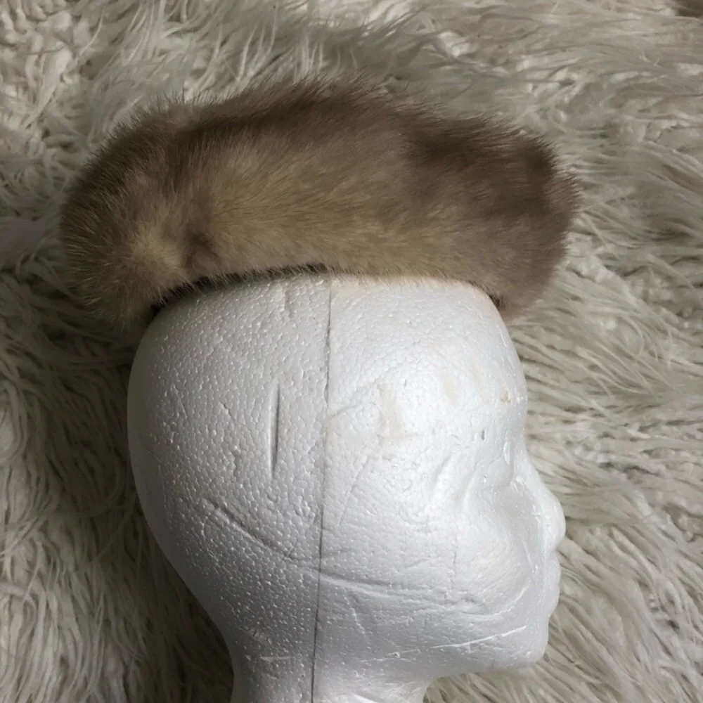 Vintage Handmade Beige Suede & Mink Fur Jackie Kennedy Onassis Pillbox Hat OS - Picture 4 of 7